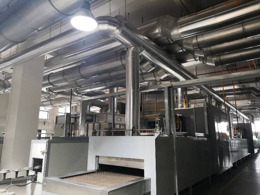 噴涂線車間制作工程，噴涂烤漆線廢氣管道收集系統(tǒng)，噴涂環(huán)保設備